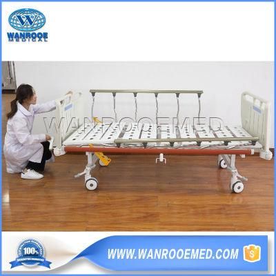 Bam203 Medical 2-Crank Adjustable Manual Hospital Patient ICU Nursing Bed with Side Rails