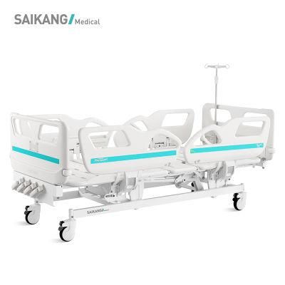 V4V5c Saikang Economic 4 Cranks ABS Plastic Siderails 5 Function Clinic Medical Manual Hospital Bed with Infusion Pole