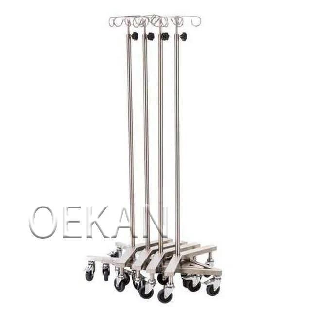 Hospital Furniture Adjustable and Stackable IV Pole Stand with Casters