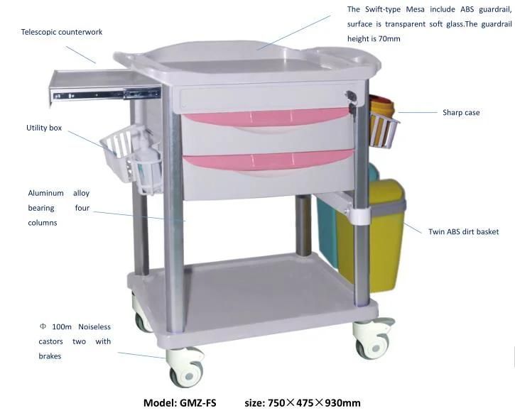 Avaialble Medical/Hospital Equipment/Furniture Anethesia Medical Trolley/Cart for Sale Factory Price