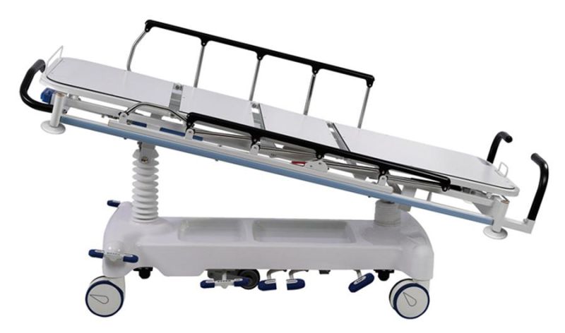 Hospital Ambulance Transfer Bed Medical Trolley Luxury Hydraulic Flat Patient Transfer Vehicle Stretcher Cart