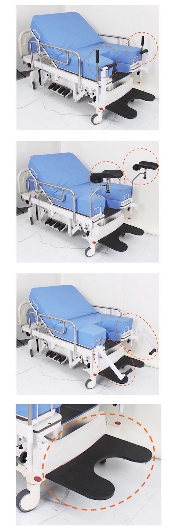 HS5248 Medical Electrical Obstetric Childbirth Gynecology Operation Bed Table with Rack