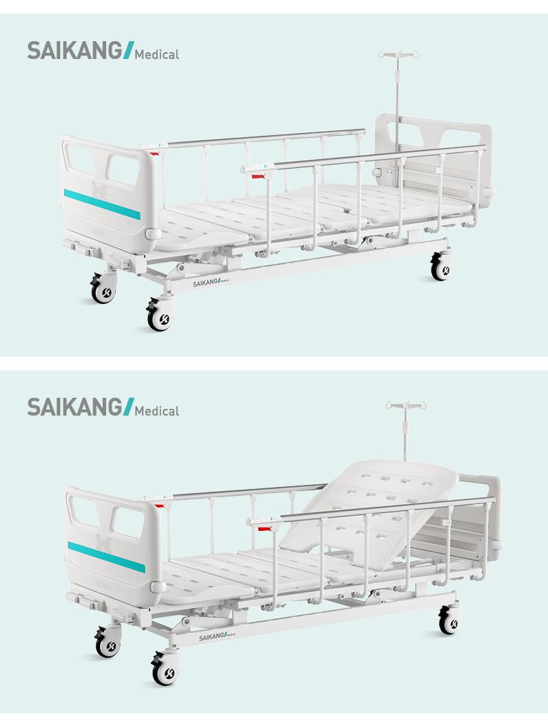 V3w5c Saikang Comfortable Stainless Steel Siderails 3 Function Adjustable Manual Hospital Clinic Medical ICU Bed