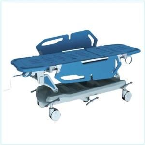 Aluminum Alloy Guardrail Structure Central Casters with Backside Tilting&Whole Bed Lifting Transfer Stretcher
