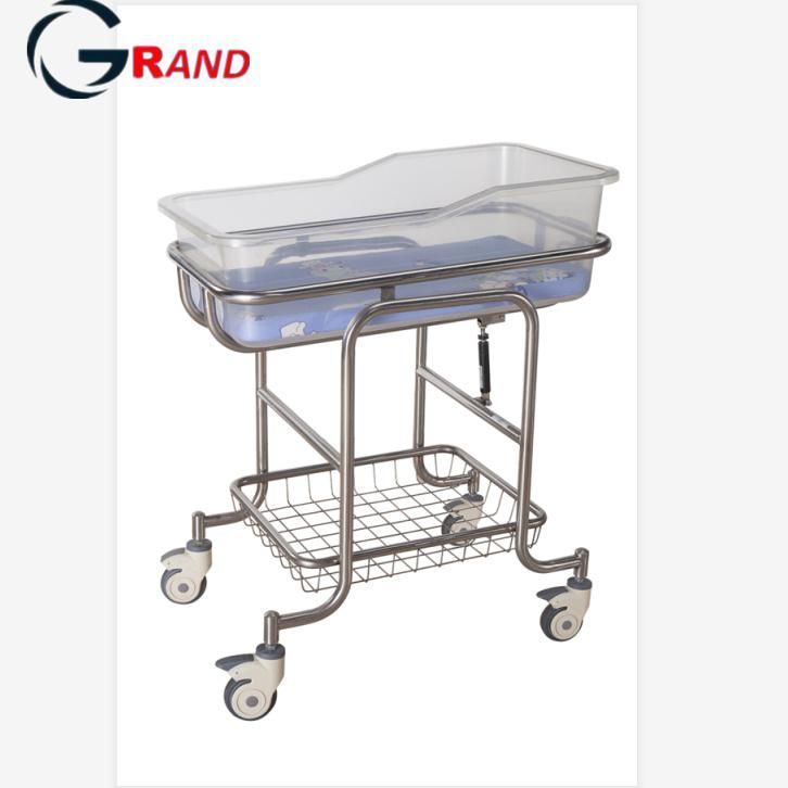 Hospital Equipment Medical Furniture Portable Steel Newborn Baby Bed Cot Baby Trolley