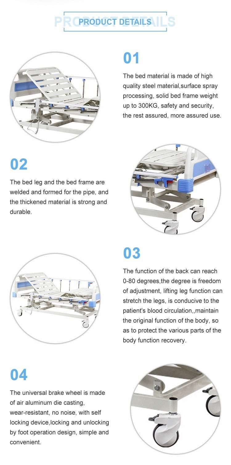 Factory Price Aluminum Alloy Steel Guardrail Simple Operation Medical Instrument Nursing Bed with Waterproof Cloth