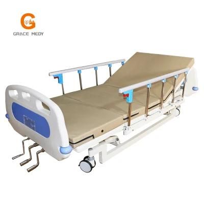 3-Function Medical Bed/Nursing Bed/ICU Bed with Double Cranks with Mattress and I. V Pole