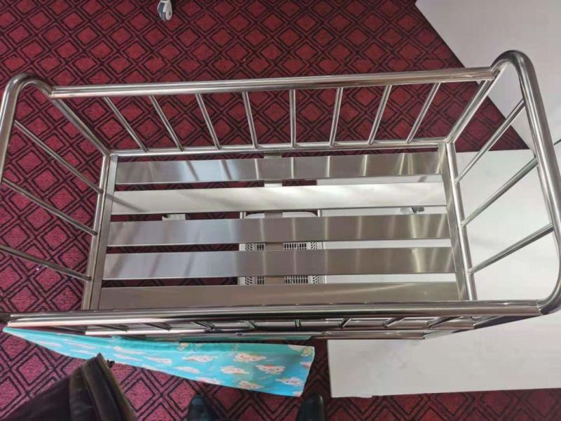 Best Selling Hospital Baby Cot Stainless Steel Baby Trolley Bedside New-Born Baby Bed
