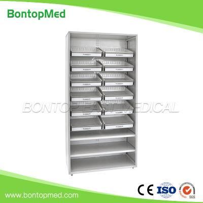 Hospital Steel Adjustable Medicine Pharmacy Tray Display Rack Storage Shelf