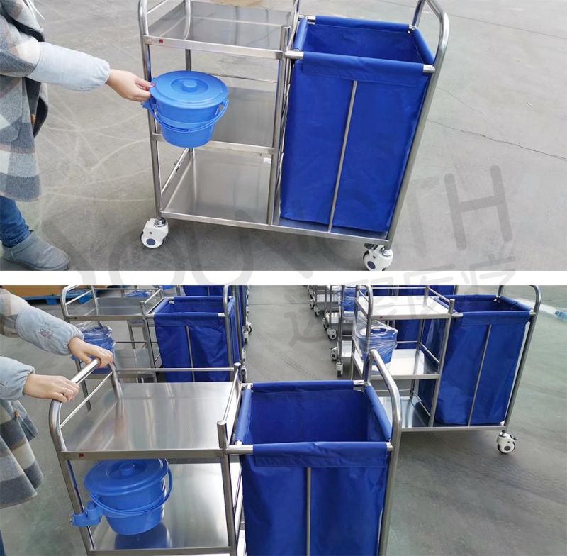 Wholesale Double Tank Bin Hospital Laundry Carts Commercial Solid Linen Waste Trolleys Price