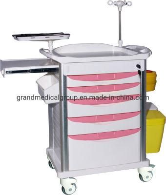 in Stock China Manufacture CE FDA Approved Grand Factory Made Medical Hospital Emergency Trolley Medical Nursing Crash Cart Surgical