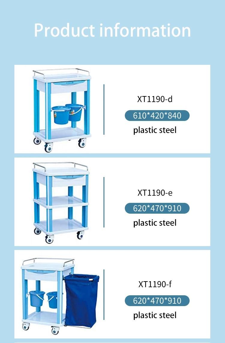 Hospital Plastic Medical ABS Health Nursing Mobile Drug Delivery Trolley Xt1190-E