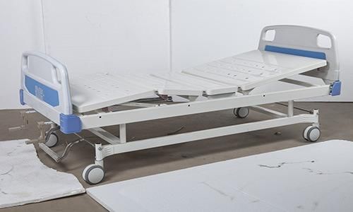 Factory Price Manual 2 Cranks Adjustable Perforated Plate Hospital Bed