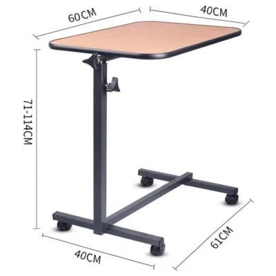 Tiltable Steel Tube Frame and Rustproof Treatment Overbed Table