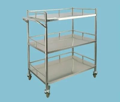 Hospital 3-Tier Movable Stainless Steel Instrument Trolley