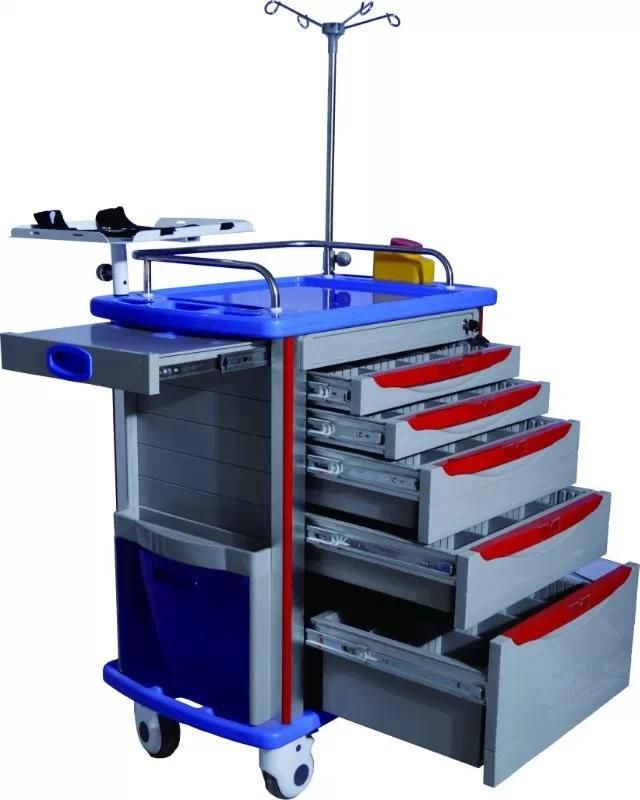 Hopsital Nursing Stainless Steel Trolley Emergency Trolley with Drawer