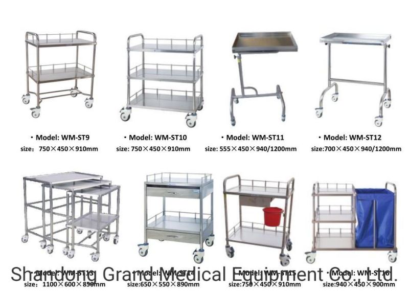 Hospital Furniture Medical Equipment Stainless Steel Transfer Stretcher Medical Trolley and Cart Hospital Equipment Surgical Instrument for Medical Supply