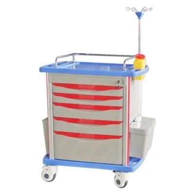 Hospital Clinic Cart Movable Medicine Transfusion ABS Emergency Trolley