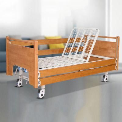 Low Price Multifunctional Nursing Bed Home Wooden Long-Term Bedridden Elderly Patient Lift Guardrail Lift Back Leg Hospital Bed