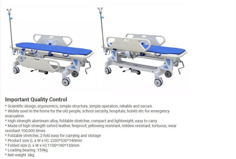 Hospital Manual Adjustment Emergency Stretcher Bed