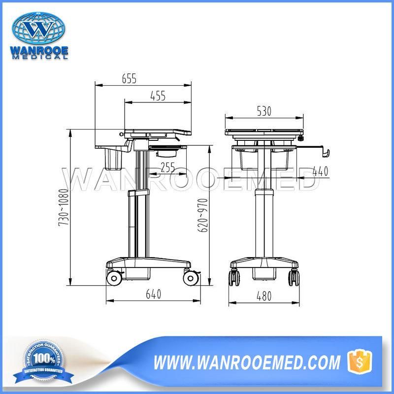 Bwt-002A Medical Equipment Laptop Mobile Trolley Nurse Station Computer Workstation Cart Ready for Shipment