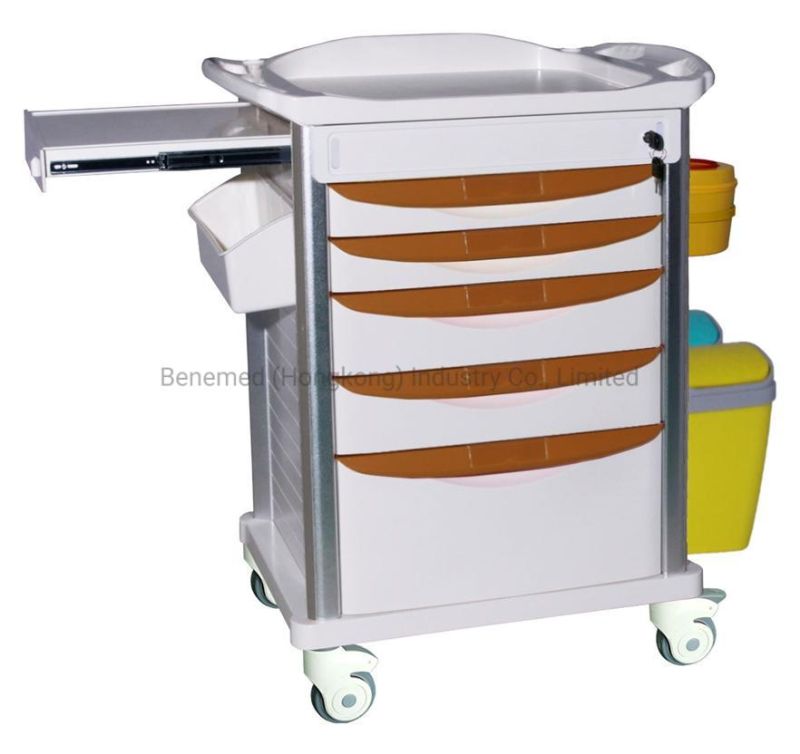 Hospital Medical Medicine Treatment Trolley with Five Drawers Bm-Mt013