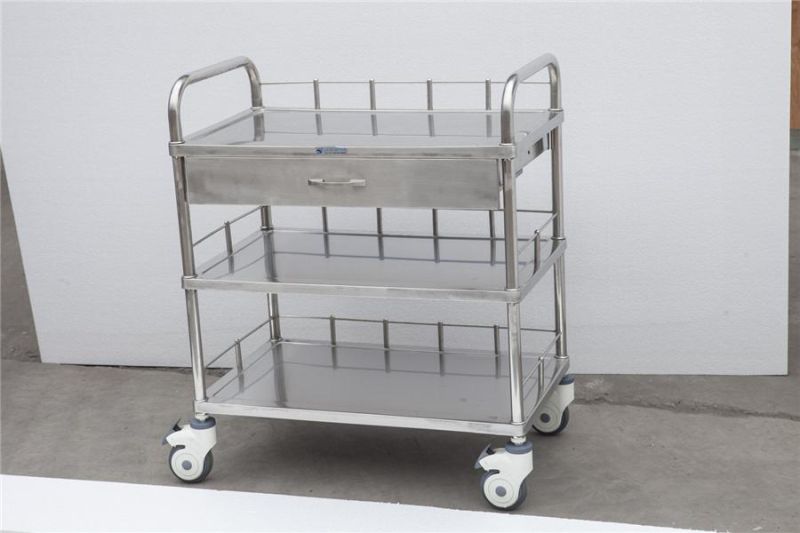 Hospital Equipment Medical Stainless Steel Instrument Cart Medicine Trolley