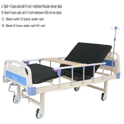 Factory Wholesale ABS Manual Double Shake Two-Function Nursing Bed Multi-Function Medical Bed Elderly Patient Hospital Bed