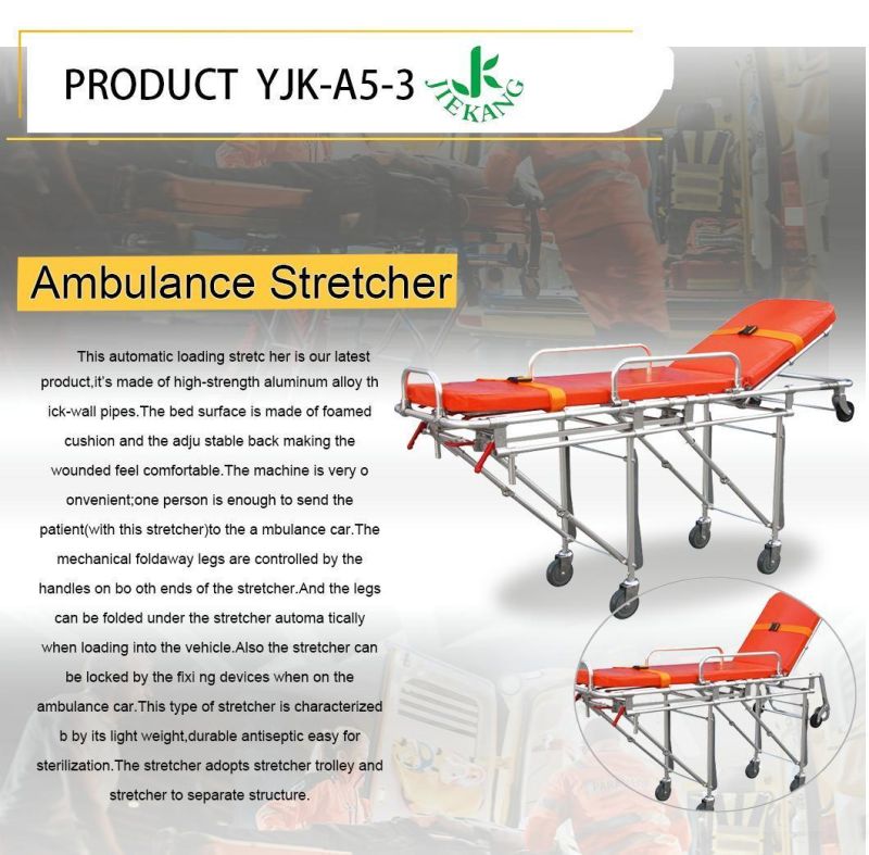 Hospital Medical Collapsible Automatic Loading Ambulance Stretcher with Wheels