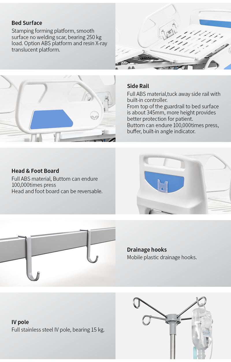 B6e Saikang Wholesale 3 Function Foldable Medical Clinic Patient Bed Electric ICU Hospital Bed with Wheels