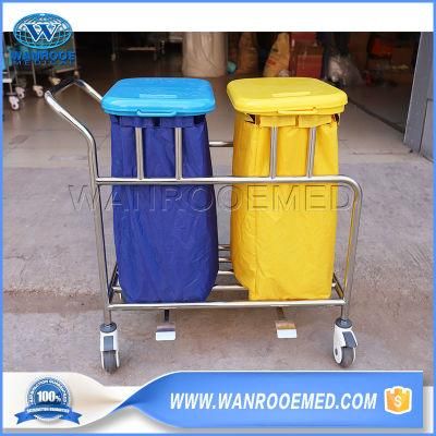 Bss027 Stainless Steel Hospital Clean Dirty Laundry Linen Dressing Hand Trolley