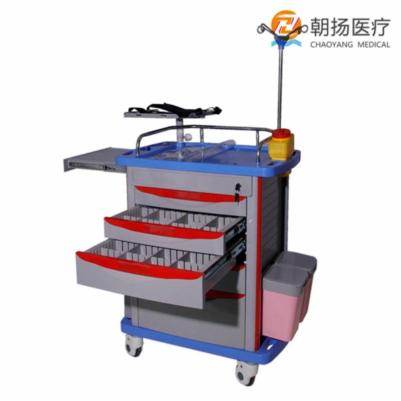 Medical Hospital Furniture ABS Plastic Hospital Used Medicine Trolley Cash Cart Emergency Cart Cy-D411