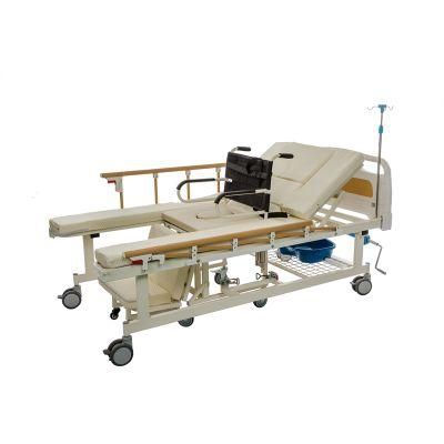 Wholesaler Senior Care Folding Metal Metal Nursing Bed with Commode