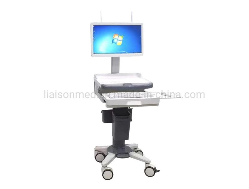 Mn-CPU002 Height Adjustable Medical Computer Cart Trolley Medical Hospital Mobile Rollin Workstation