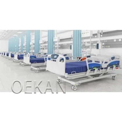Hospital Clinic Furniture Medical Height-Adjustable Stainless Steel Multi-People Multi-Functional Medical Bed with Wheel