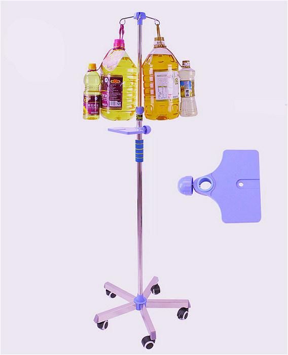 Stainless Steel Mobile I. V. Stand Rack Floor Type Drip Stand with Three Claw