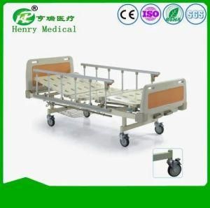 Cheap Prices 2 Cranks Manual Hospital Bed with Side Rails for Sale