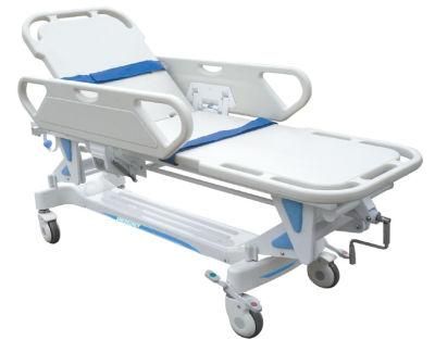 Metal Siderails Optional Hospital Furniture Manual Patient Transfer Trolley for Emergency Center