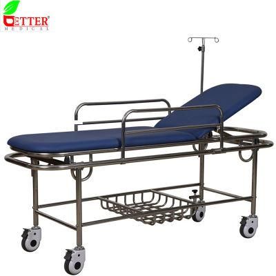 Hospital Equipment 2 Sections Inox Emergency Stretcher Trolley for Patient Transferring/Nursing/Ambulance/ICU