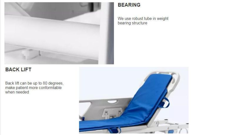 Hospital Manual Adjustment Emergency Stretcher Bed
