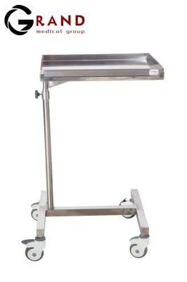 B35 Single Rod Square Four Wheels Pure Stainless Steel Square Plate Tray with Single Rod for Hospital Hospital Furniture