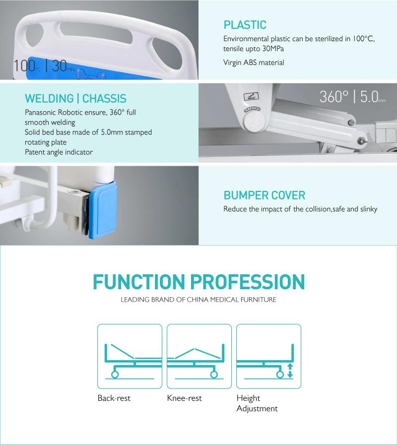 A3w Cheap Manual ICU Medical Hospital Patient Bed with Three Functions