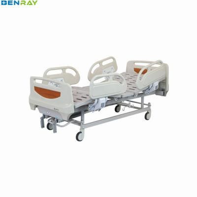 2-Crank Manual Hospital Bed 4 Section Steel Board 6 Rank Medical Hospital Beds