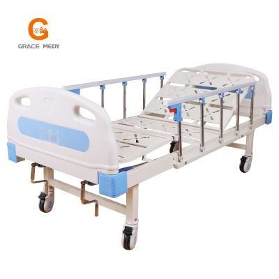 ABS Two Crank Hospital Bed Manual 2 Function ICU Hospital Bed with Casters Manufacturers