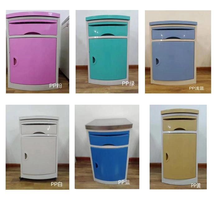 Clinic Patient Medical ABS Storage Over Bed Hospital Cabinets Mobile Hospital Bedside Cabinet with Castors Furniture Accessories ABS Beside Cabinet with Draws
