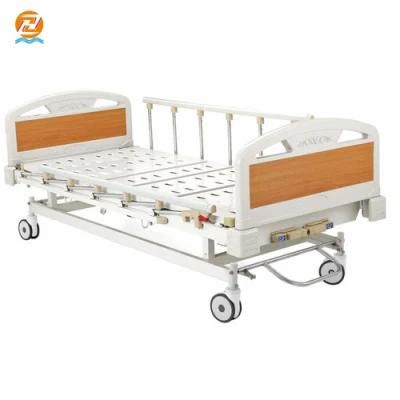 Cheap Manual Two Crank Hospital Bed with Central Brake Castors Cy-A102b
