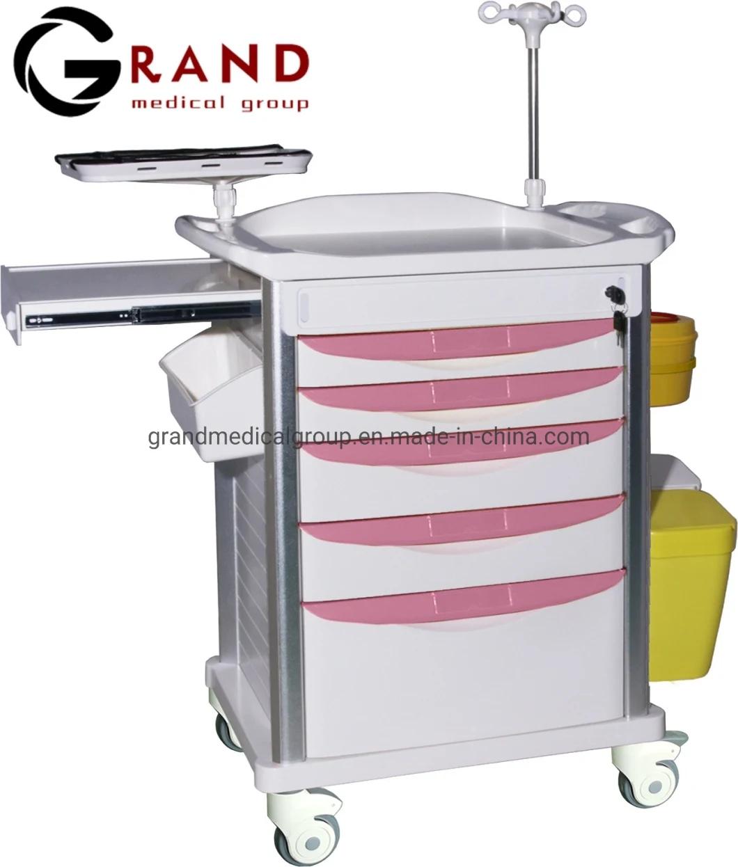 Factory Price Hospital Clinic Cart Movable Medicine Transfusion ABS Emergency Surgical Trolley Medical Equipment