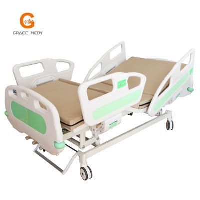3 Crank 3 Function Adjustable Medical Furniture Folding Manual Patient Nursing Hospital Bed with Casters