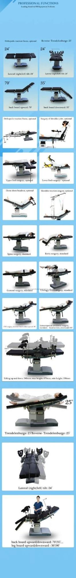 Multifuction Electric Orthopedic Imaging Integrated C-Arm Heavy Load Orthopedic Operating/Operation Table Hospital Bed