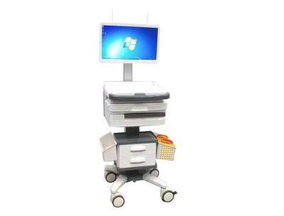 Mn-CPU001 portable ABS Medical Multifunction Computer Car Hospital Adjustable Medical Trolley with Locking